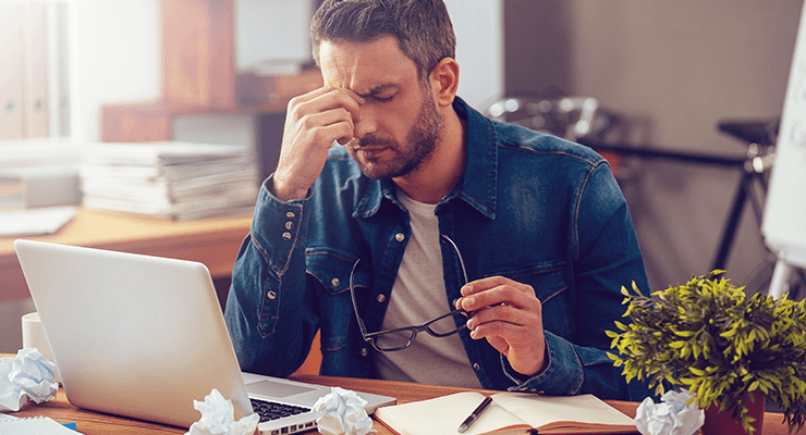 Man giving up in life due to lack of a self-care goal